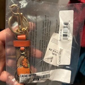Coach Orange Leather Keychain